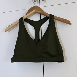 Victoria's Secret Sport Bralette Sports Bra Cutout Back Olive Green